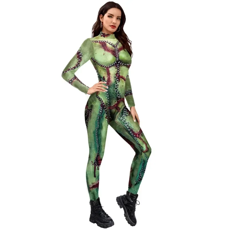 Halloween Cosplay Party Zenti Body voor Vrouwen Scary Horror Cosplay Jumpsuits Bloody Nurse Zombie Gedrukt Prestatiekostuum