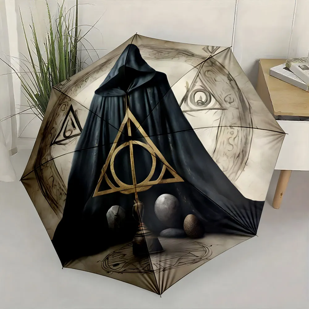 1PC Mystical Symbols on Umbrella Create Enigmatic Aura Print 8 Iron Ribs Folding Umbrella Auto-Open Fashion Sunshade