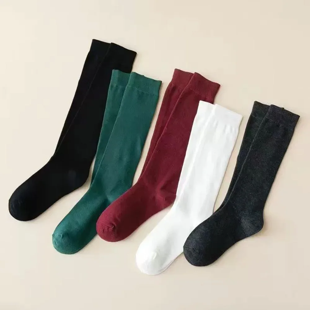 5 Pairs Solid Color Women's Ankle to Knee Long Casual Socks Middle Tube Daily Wear Stockings For Ladies