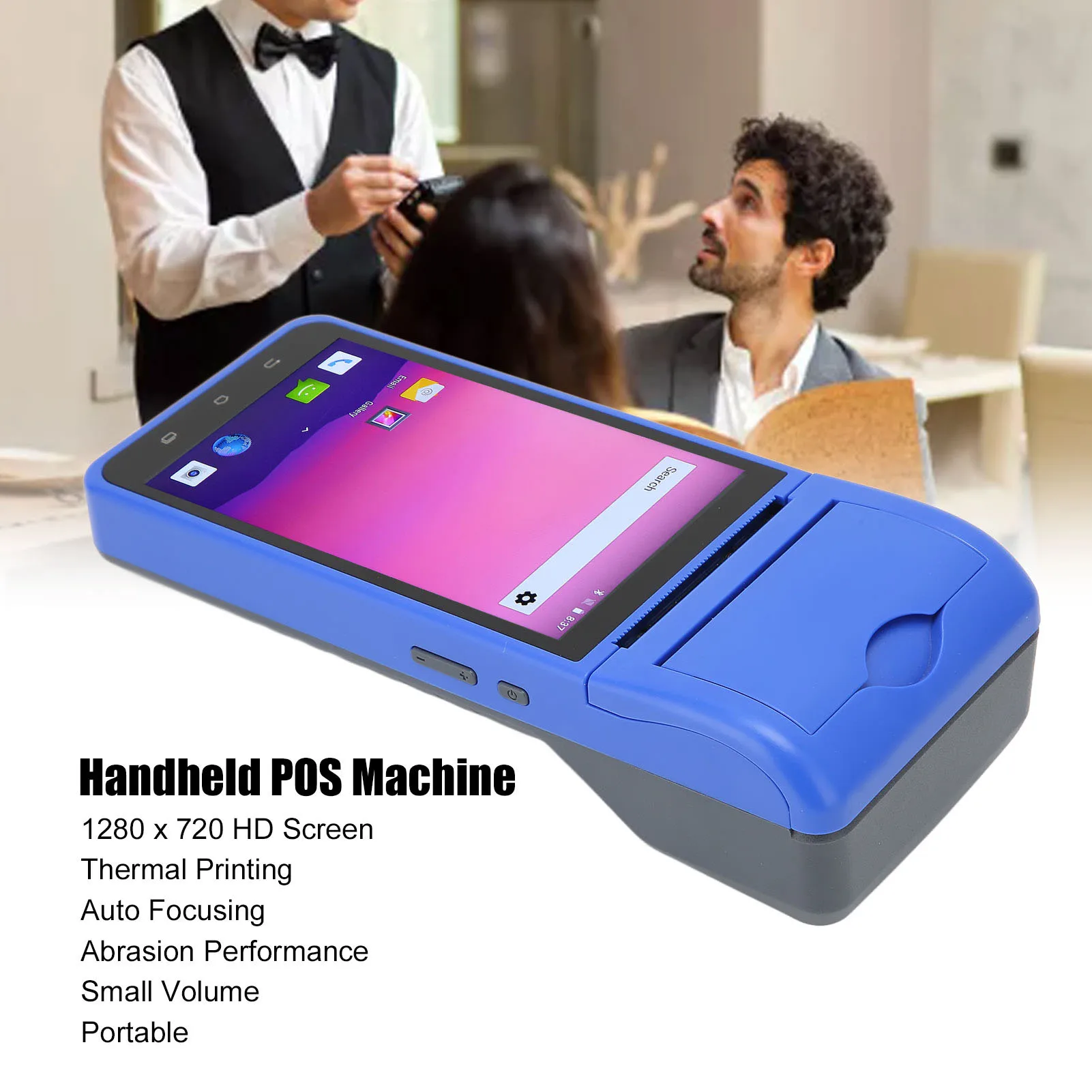 

Handheld POS Machine 5.5" 1280 X 720 HD Screen Thermal Printing Auto Focusing Receipt Printer