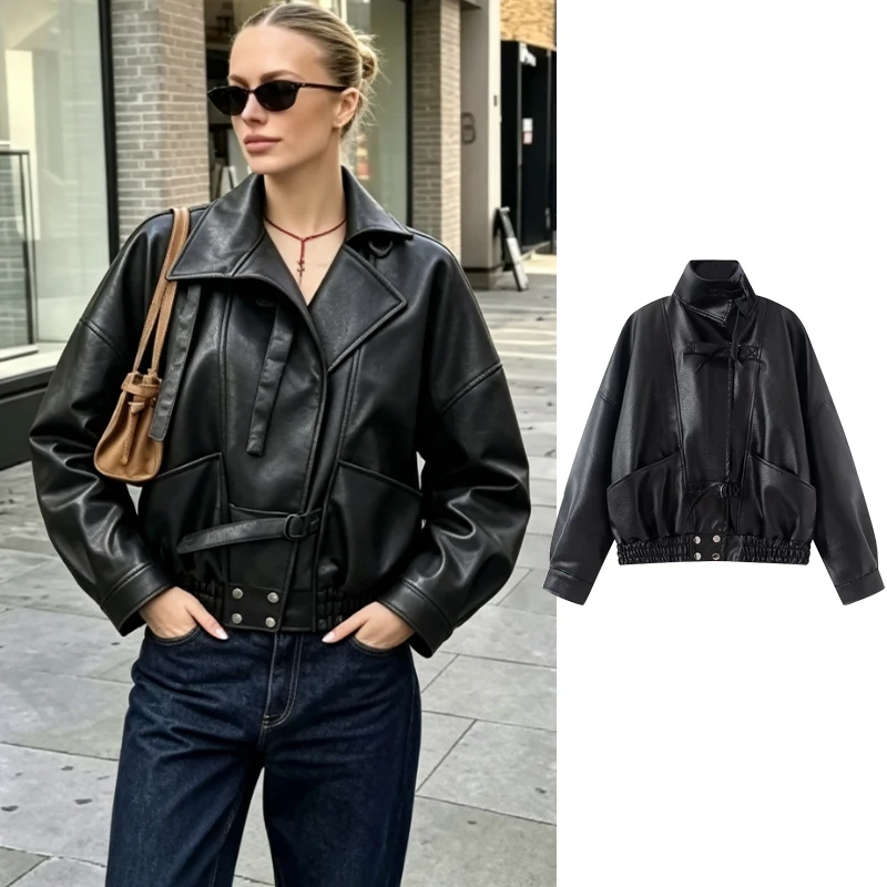 Women's 2026 New Winter Leather Jackets Fashion Unique Loose Elegant Thick Warm Women's Jackets Autumn Street Chic Youth Coats