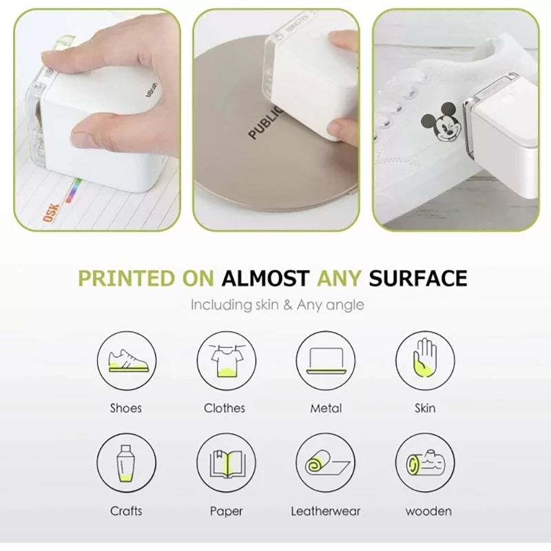 MBrush Handheld Inkjet Printer Wireless Mini Portable Color Printer Full Color Printing Cartridges DIY Printing Tattoo Logo Word