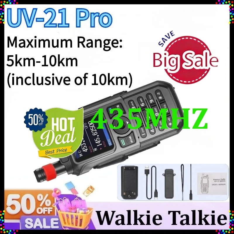 

Two Way Radio for Baofeng UV-21 PRO Wireless Copy Frequency Type-C Charger Walkie Talkie Waterproof 16 KM Long Range 999 Ch