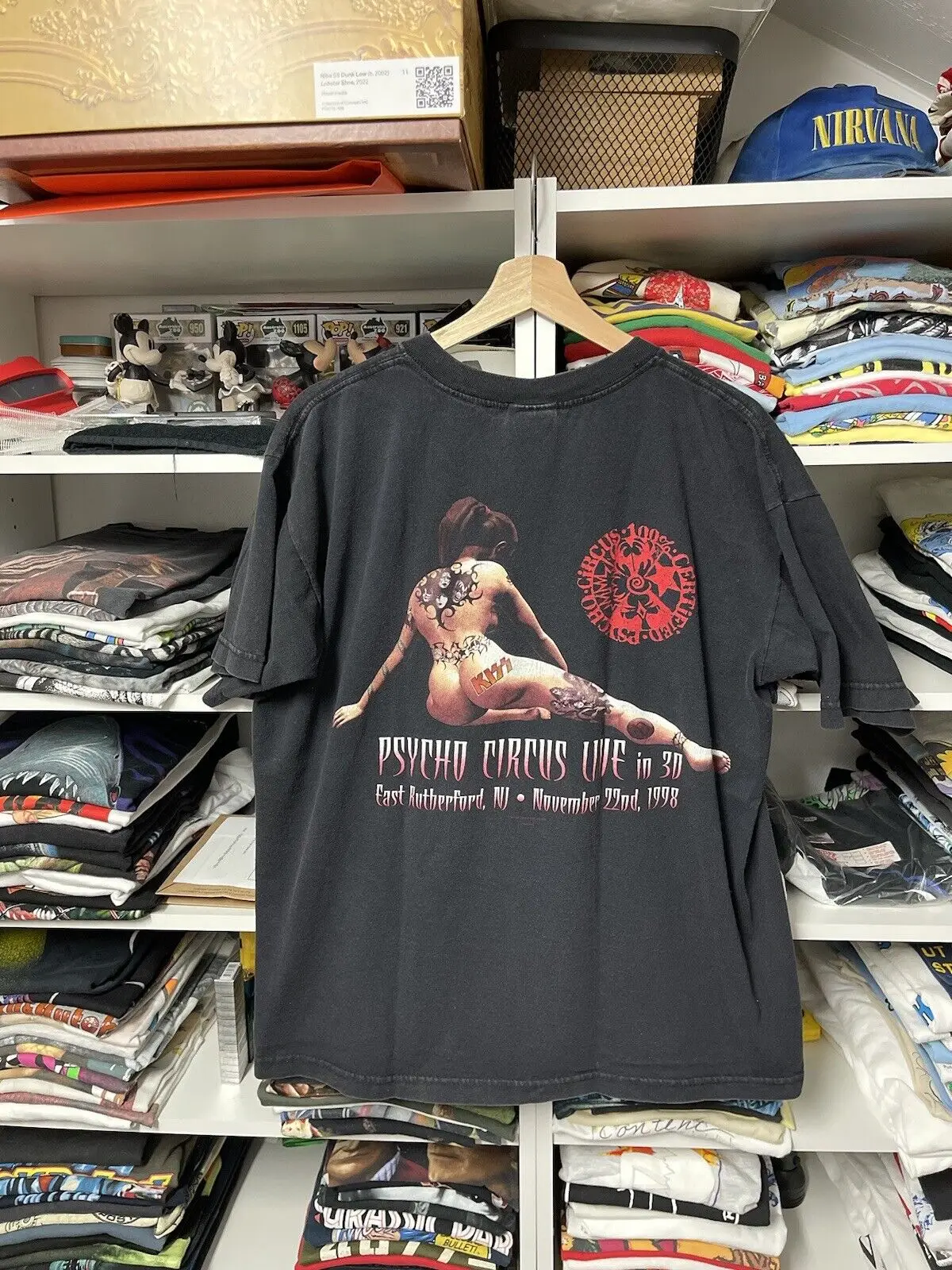 جولة عتيقة ، تي شيرت بقبلة نفسية سيرك كبيرة ، تي شيرت فرقة روك مباشرة ،