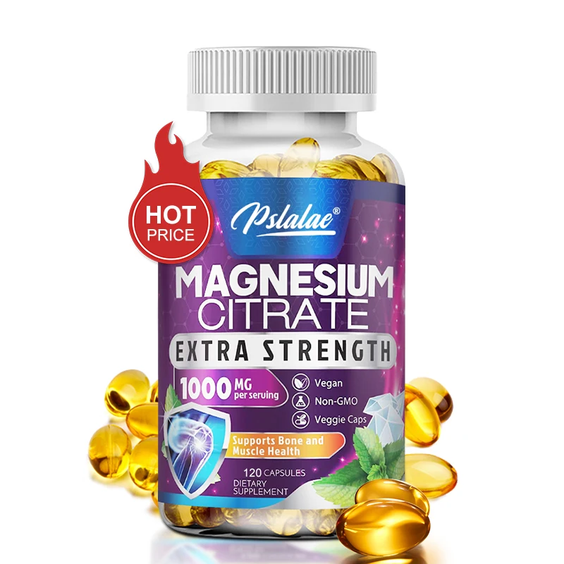 Citrato de magnesio 1000mg, Absorción máxima para músculos, nervios, huesos y salud del corazón, sin olor, sin OGM