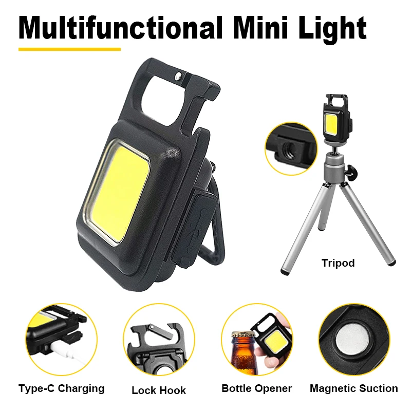 Lampe de poche Rechargeable multifonction, Mini taille avec aimant, costume pour camping en plein air, accessoires faciles à transporter