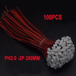 100Pcs PH2.0 Mini Micro Wire Cabe 26AWG JST 2.0-2P Male Female Connector 2Pin 200MM with Terminal Wires Cables