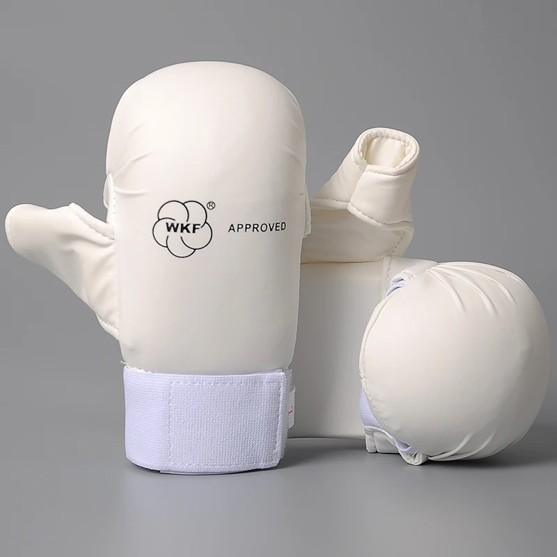 

White Karate Fist Set Adult Fighting Training Gloves Children's Karate WKF Fist Set Extreme Skills Competition