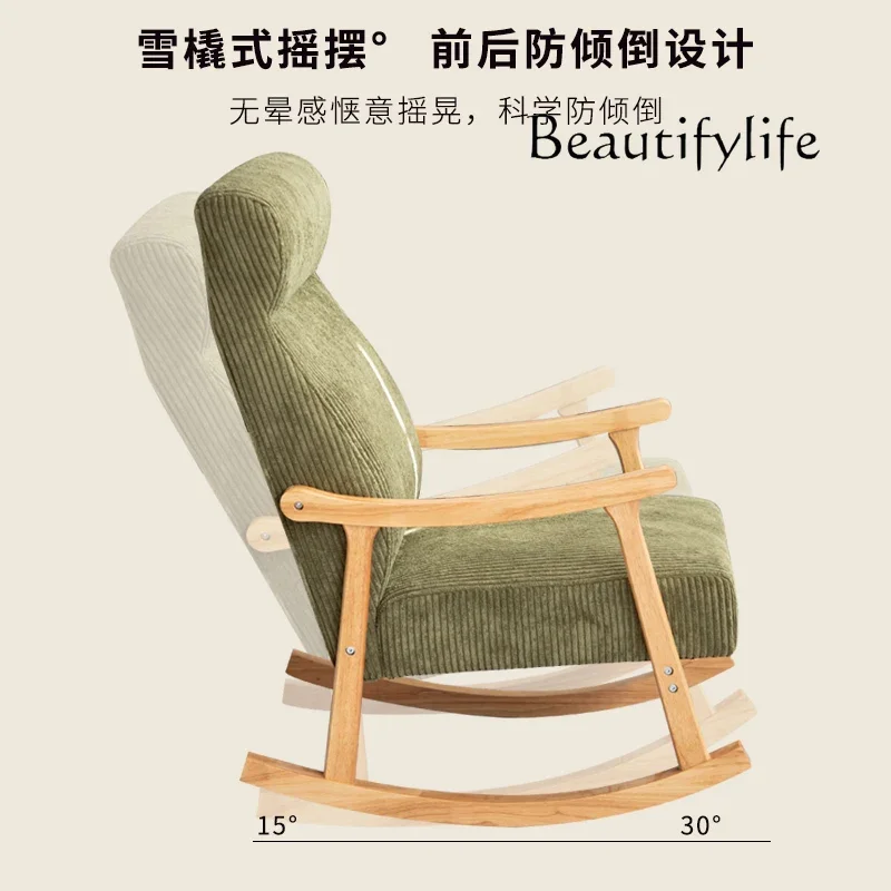 K الشمال كرسي متأرجح من الخشب الصلب شرفة غرفة المعيشة قيلولة كرسي أريكة كسولة يابانية كرسي متأرجح المنزل سعيد