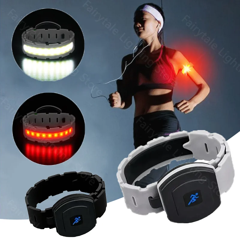 USB Rechargeable COB LED Armband Light 400mAh 3 Modes Night Running Sport Warning Arm Leg Light IPX4 Waterproof