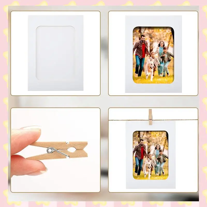 

AB51 100Pcs Paper Picture Frames For 4X6inch Paper Photo Frames,Kit DIY Cardboard Photo Hanging Display