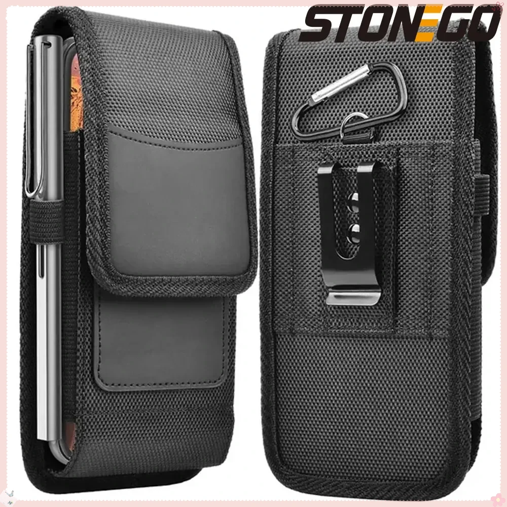 Nylon Vertical Phone Holster Belt Clip Pouch Wallet Case with Card Holder for 4.0 to 6.7 inch Phones