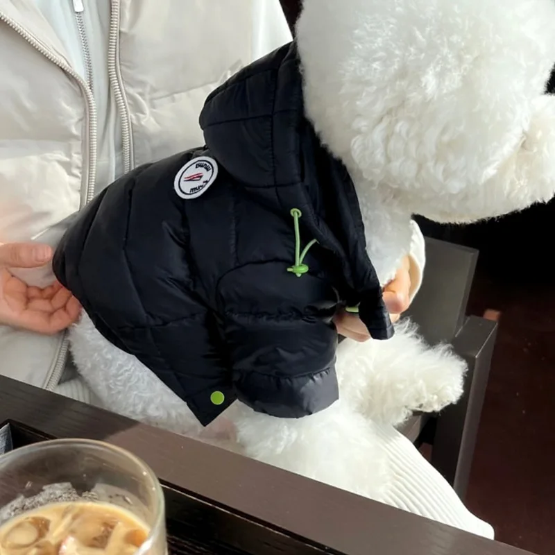 Black Winter Dog Clothes Pet Thickened Cotton Coat Teddy Letter Print Down Jacket Small Dog Yorkshire Warm Coat XS-XL - Image 2