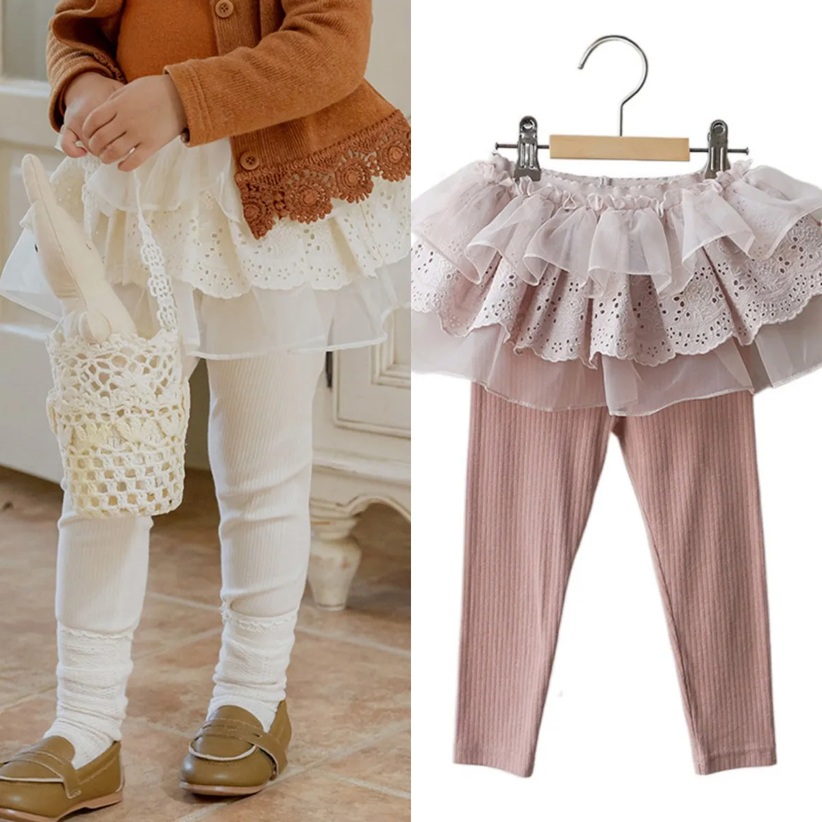 Skirt for Kids Girl 2024 Autumn Children Kids Girls Cute Own Leggings Mesh Embroidered Princess Skirt