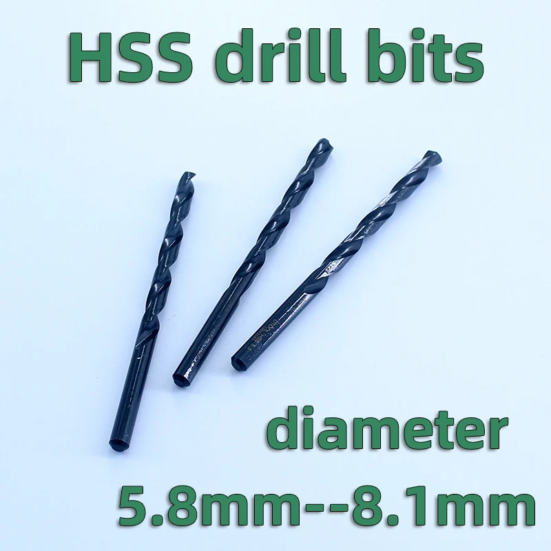 

Diameter: 5.8mm, 5.9mm, 6.1mm, 6.2mm, 6.5mm, 6.6mm, 6.8mm, 7mm, 7.5mm, 8.1mm HSS drill bit, straight shank twist drill bit