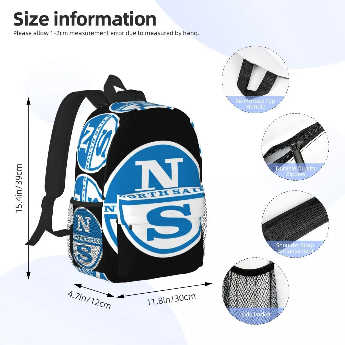 Middle High School estudante Bookbag, norte velas mochila