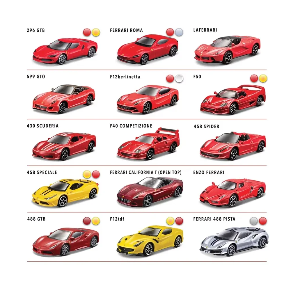 Bburago 1:64 Cadillac ELDORADO Ferrari Laferrari 599 GTO F50 F40 458 Spider Enzo  SF90 Alloy Car Model Toy Christmas Gift