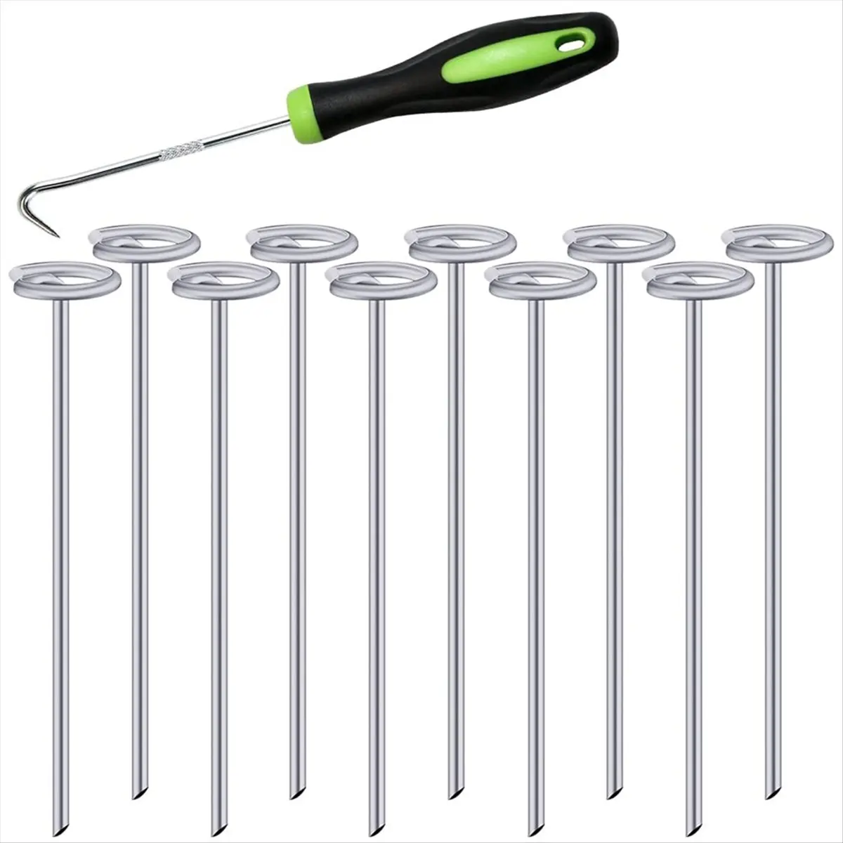 A58Z 50Pcs Circle Top Landscape Staples, 6Inch Garden Stake Galvanized Landscape Fabric Stakes, Heavy Duty Yard Ground Pins