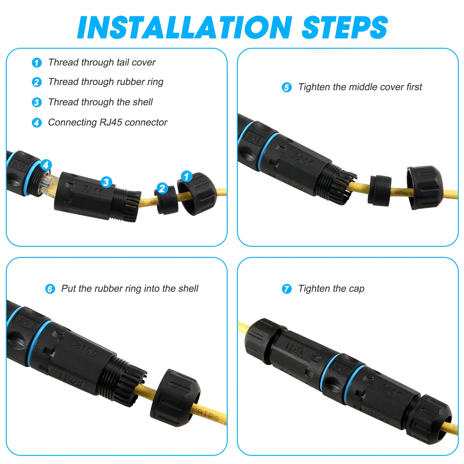 YXY Waterproof RJ45 Connector IP68 Zinc alloy CAT6 Double Hea Cable Lan Coupler Adapter High speed Ethernet With shield 2023 New