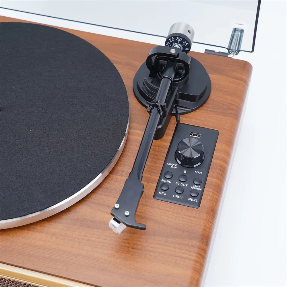 Pemutar vinil meja putar multi Hifi desain Modern antik profesional dengan Bass dan speaker tweeter dan bluetooth pengkodean USB