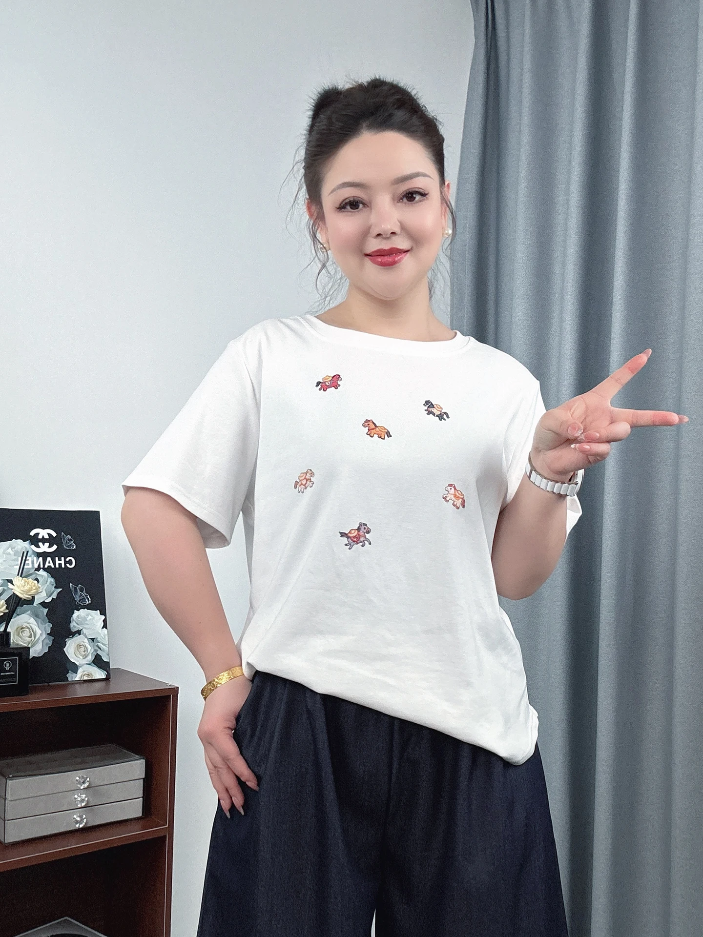 

Summer 2026 Women's plus Size T-Shirt Short Sleeve Fashionable Print Loose Fit Breathable Cotton Polyester Casual Top