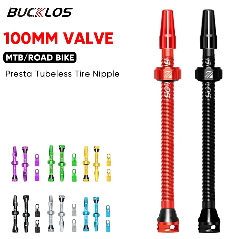 

BUCKLOS Bike Tubeless Valves 100MM MTB Bicycle Presta Valve Removable Core Aluminum Alloy Road Gravel Bike Tubeless Tire Nipples