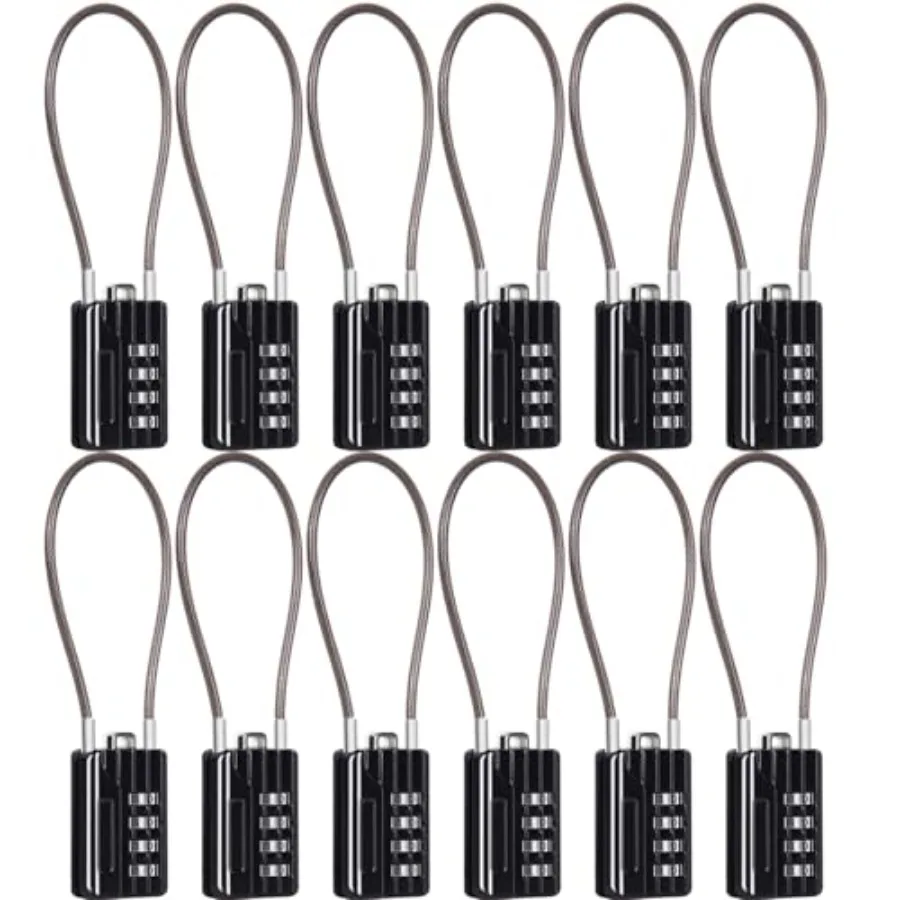 

® Versatile 12-Piece Resettable 4-Digit Combination Travel Lock Luggage Set Own Password Set-Up Extra Long Anti-Cut Vinyl Steel