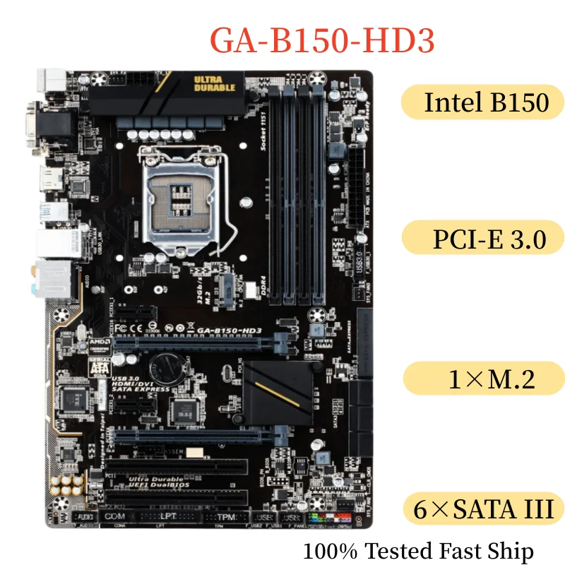 

For Gigabyte GA-B150-HD3 Motherboard 64GB LGA1151 DDR4 ATX Mainboard 100% Tested Fast Ship