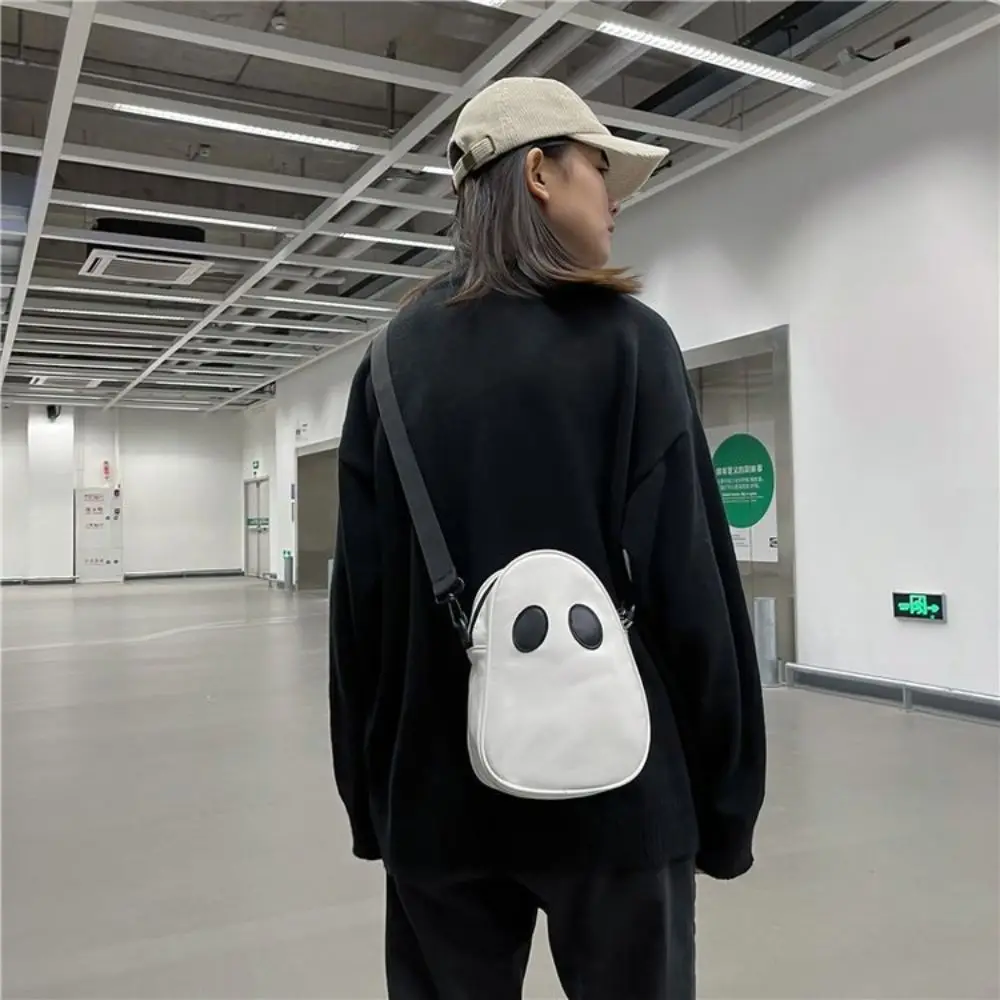 Black White Crossbody Bag Shoulder Strap Halloween Theme Pumpkin Wallet Trick or Treat Design Skull Pattern Shoulder Bag