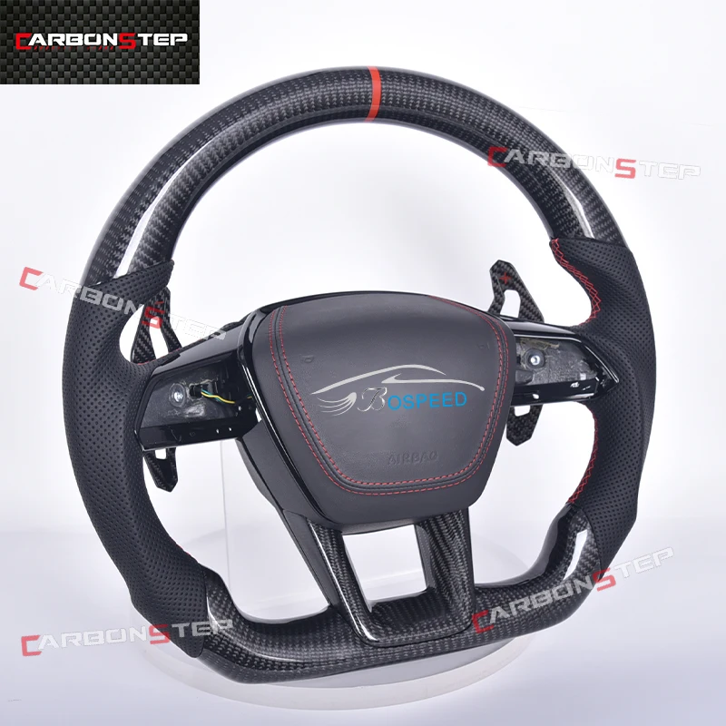 For Audi S7 2020 A6L C8 Carbon Fiber Steering Wheel Leather Sports Custom Cars Accessories