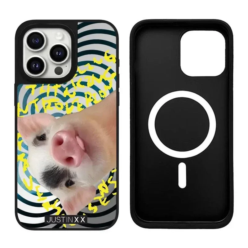 Creative Cute Animals Mirror Magnetic Phone Case Cover for IPhone 11 12 13 14 15 16 Pro Max Case
