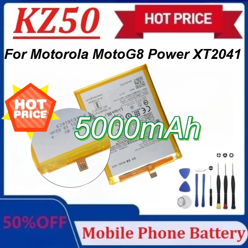 

New KZ50 5000mAh Battery for Motorola Moto G8 Power XT2041 Phone High-Capacity Batteries with Tools