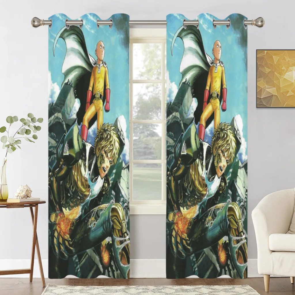 

Hot-Anime-One-Punch-Man Window Curtains for Living Room Bedrooms 2 pieces Aesthetic Room Decoration