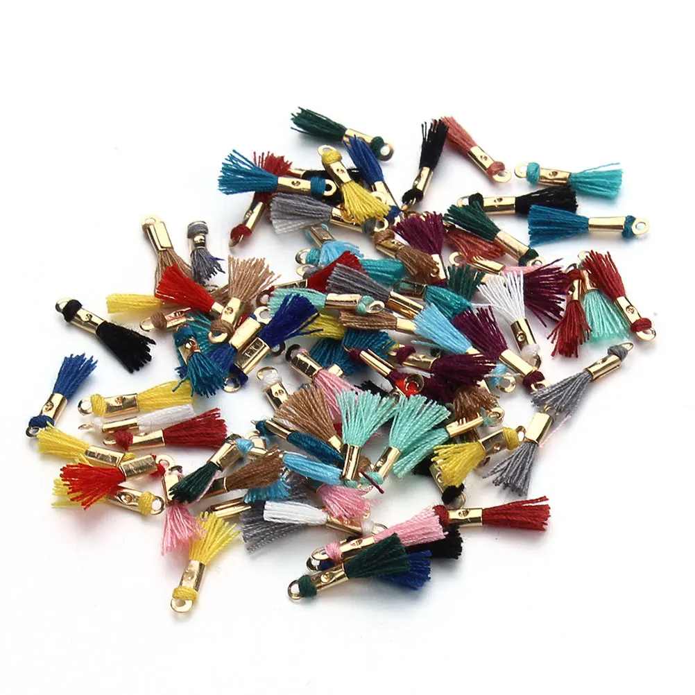 

100 Pcs Cotton Tassels Keychain Hanging Cap Clip DIY Bracelet Backpack Necklace Earring Bookmark H made Crafts Sewing Supplies