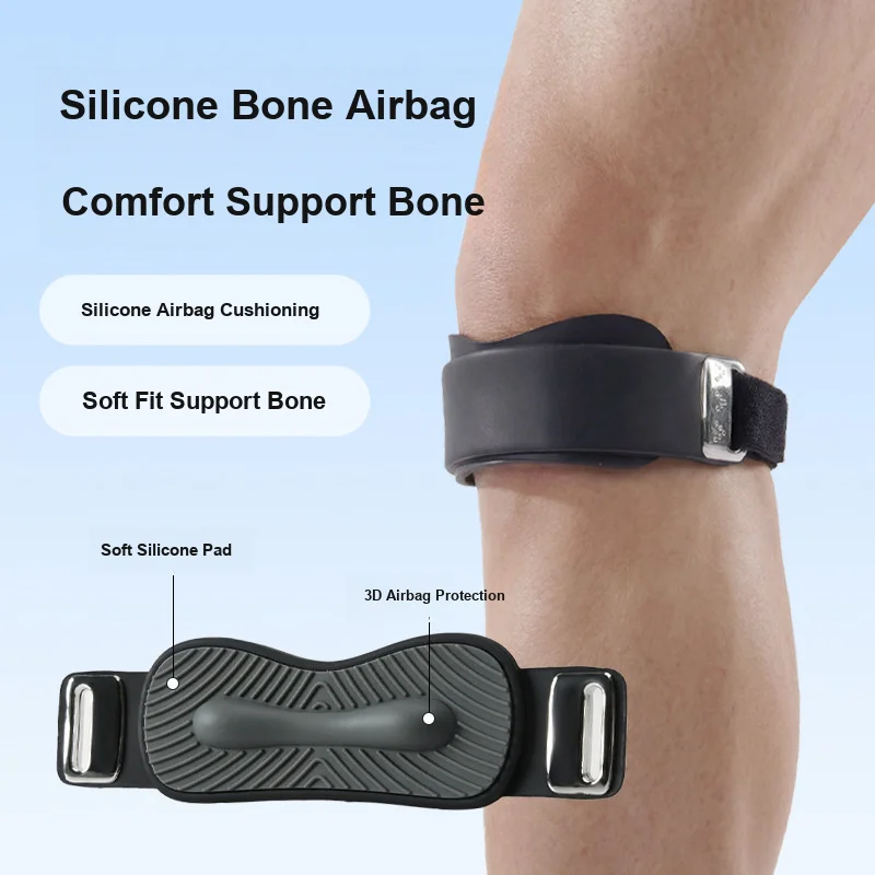 Patella Knee Brace with 3D Airbag Silicone Adjustable Compression Shock Absorption for Running Sport Protection