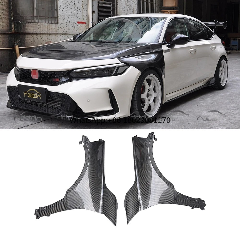 OEM Style Carbon Fiber Front Bumper & Side Fender Splitters Body Kit Auto Part for Honda Civic Type R FL5 2022-2023