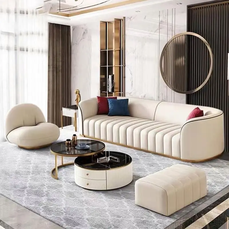 

*-/ Hot Sale Modern White Leather Sofa Set Furniture Chesterfield Sofa Leather Living Room Sofas