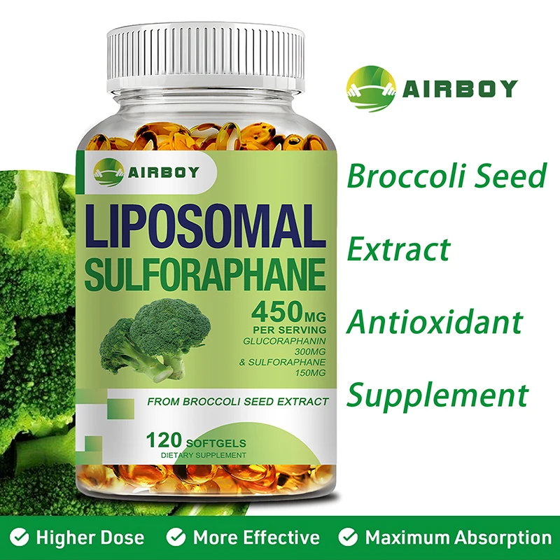 Liposomal Sulforaphane - Supports Skin, Brain, Eye and Heart Health, Relieves Anxiety