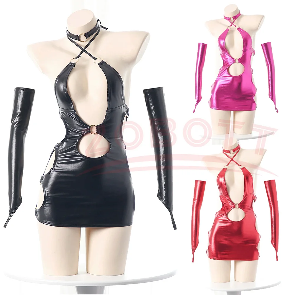 Sexy Sato Kuki Ntr Kanolo Mizuki Cosplay Costumes After Dopamine Spicy Girl Leather Dress Garter Lace Up Hollow Out Lingerie
