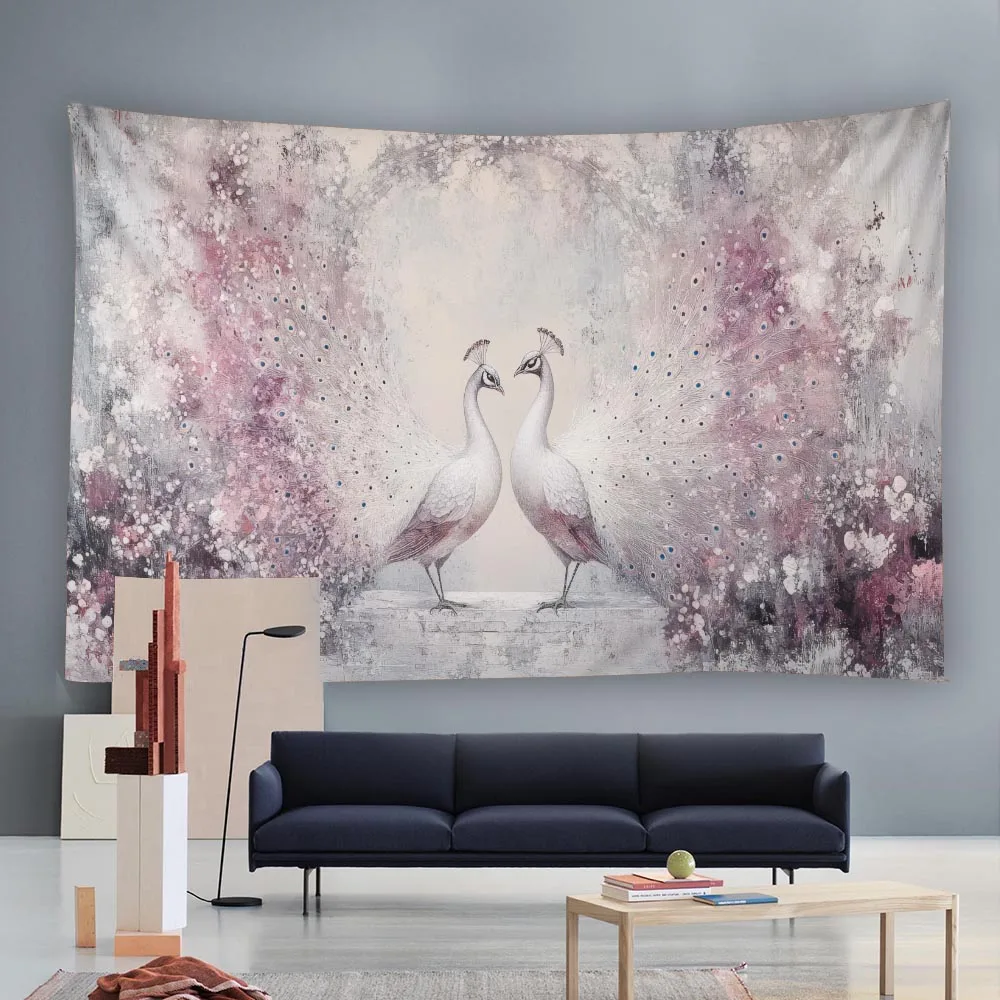 Beautiful peacock oil painting tapestry home fabric mural living room characteristic wall decoration room embellishment