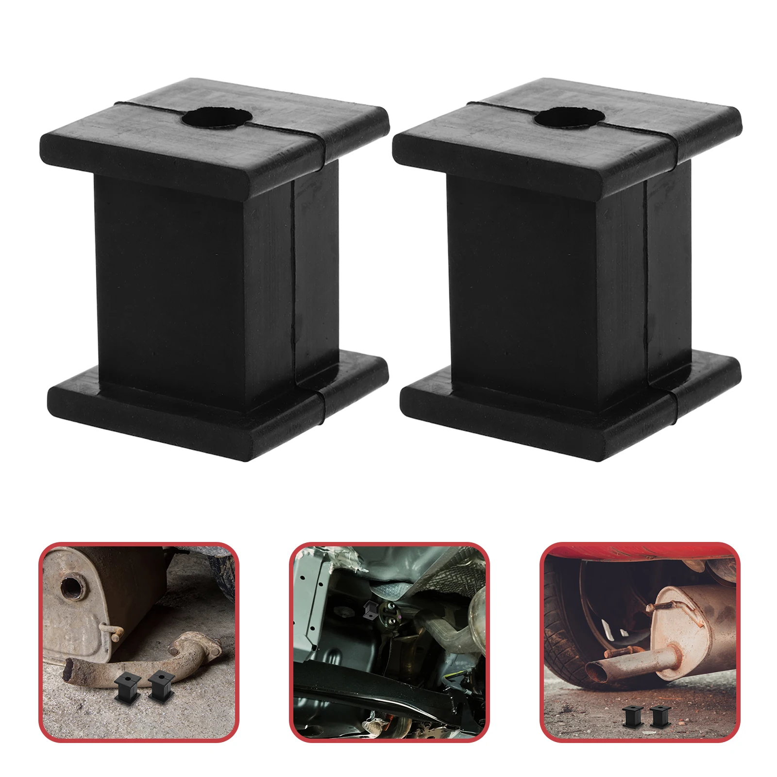 

2 Pcs Muffler Exhaust Band Clamp Adhesive Tape Black Rubber Automotive Replacement Hangers