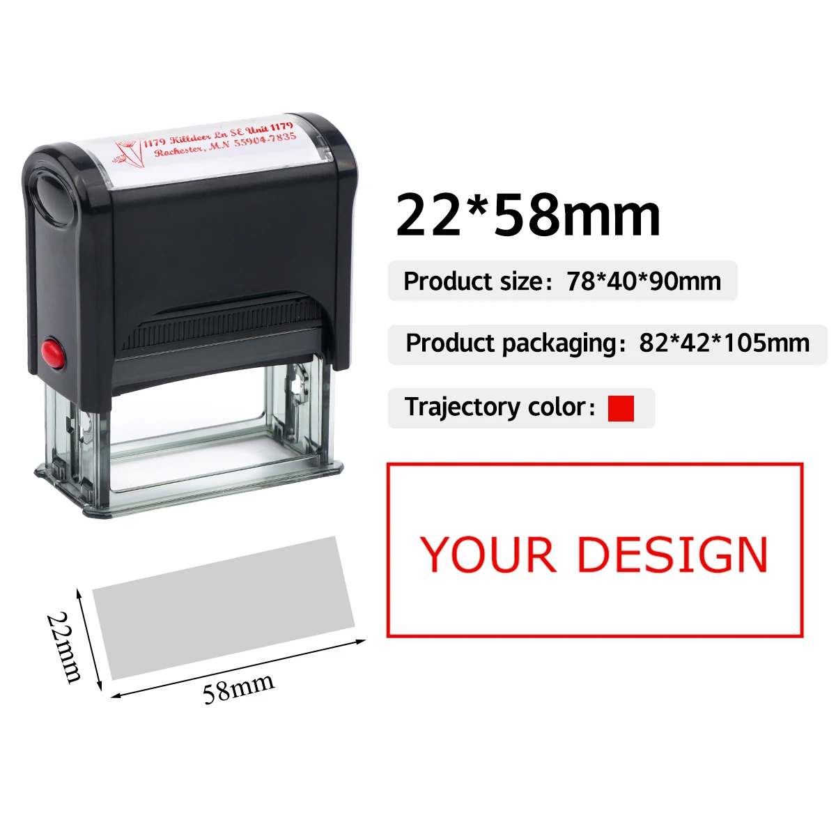 Rechthoek Patroon Aangepaste Zelfinktende Stempel Gepersonaliseerde Adres Tekst Logo Ontwerp Druk-type Inkten Stempels voor DIY Visitekaartje