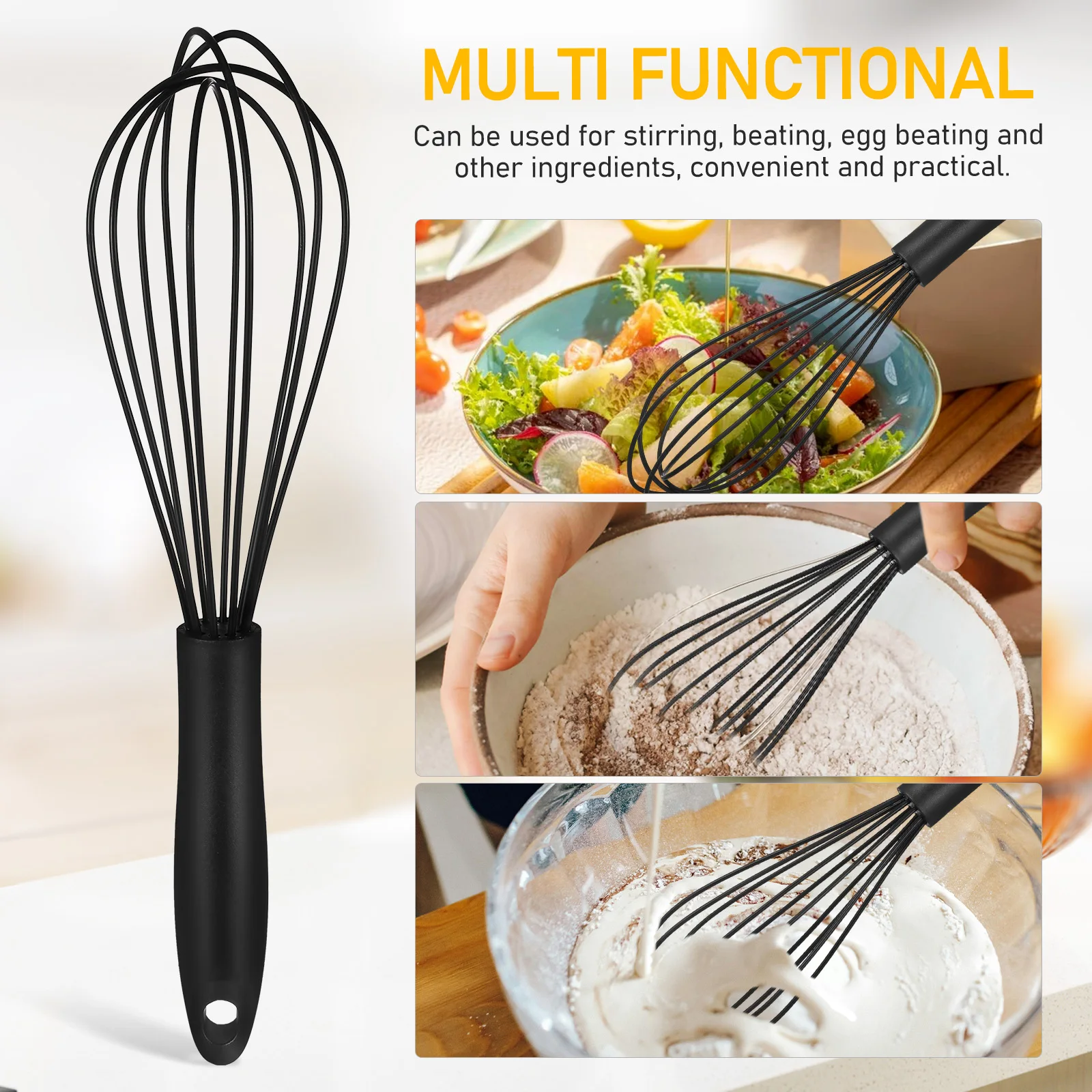 

1pcs Hand Manual Balloon Whisk Silicone Stainless Steel Egg Whisk Kitchen Tools For Cooking Baking Cake Milk Cream Stirrer