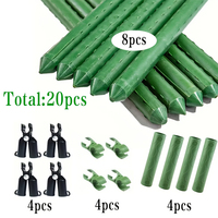 20pcs Garden Plant Climbing Frame Set Plastic Coated Steel Stakes for Tomato Cucumber Beans Support Trellis Pole Kit