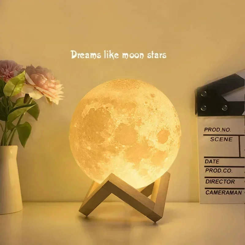 LED Creative Touch Remote Control Switch Moon Lamp 16 Colors Rechargeable Touch Night Light Children\'s Night Light Birthday Gift