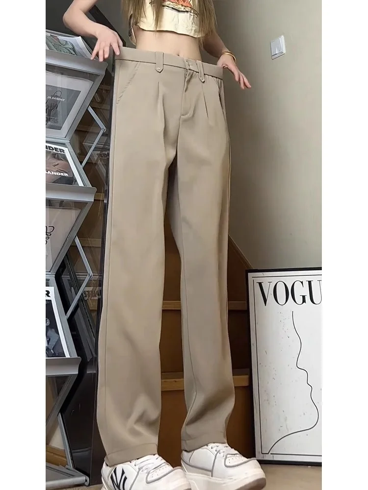 

Neapolitan Ice Silk Men's Summer Thin Straight American High Waist Pants CleanFit Casual Flared Trousers Loose Fit Long Pants
