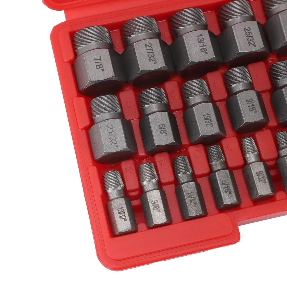 25pcs Multi-Spline Screw Extractor Set Hex Shank Hand Tool Compatible Bolt Remover Tool Power Tool Compatible
