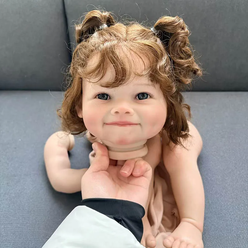 60cm 24inch Raya Lifelike Unfinished Reborn Doll kit painted Doll kit Doll parts with Curly Brown hair