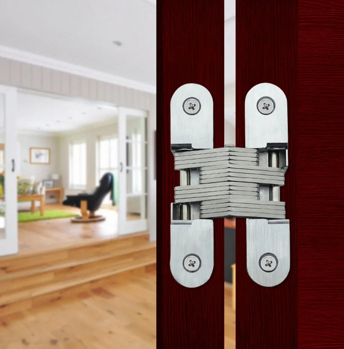Invisible Hinges Silent Close Cross Hinge Hidden Concealed Cabinet Cupboard Door Wooden Boxes Folding Furniture Hardware