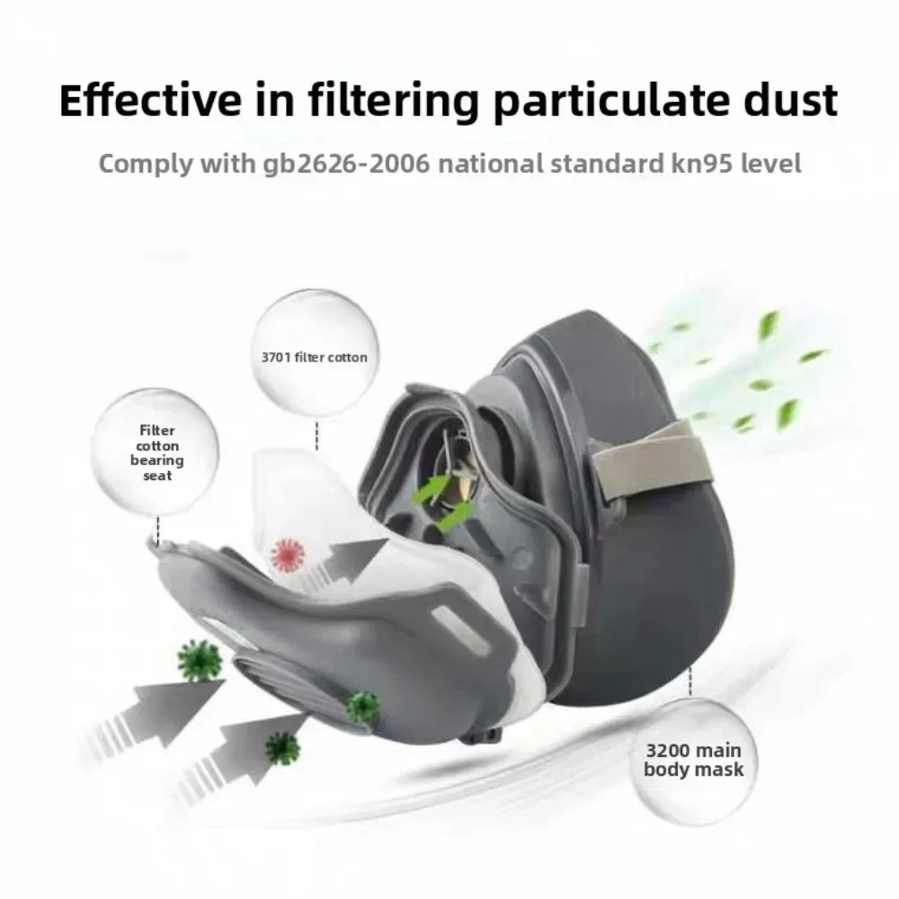 3200 Pig Nose Dust Mask Reusable Respirator for Welding Mining Grinding Coal Mine Industrial Safety Face Shield